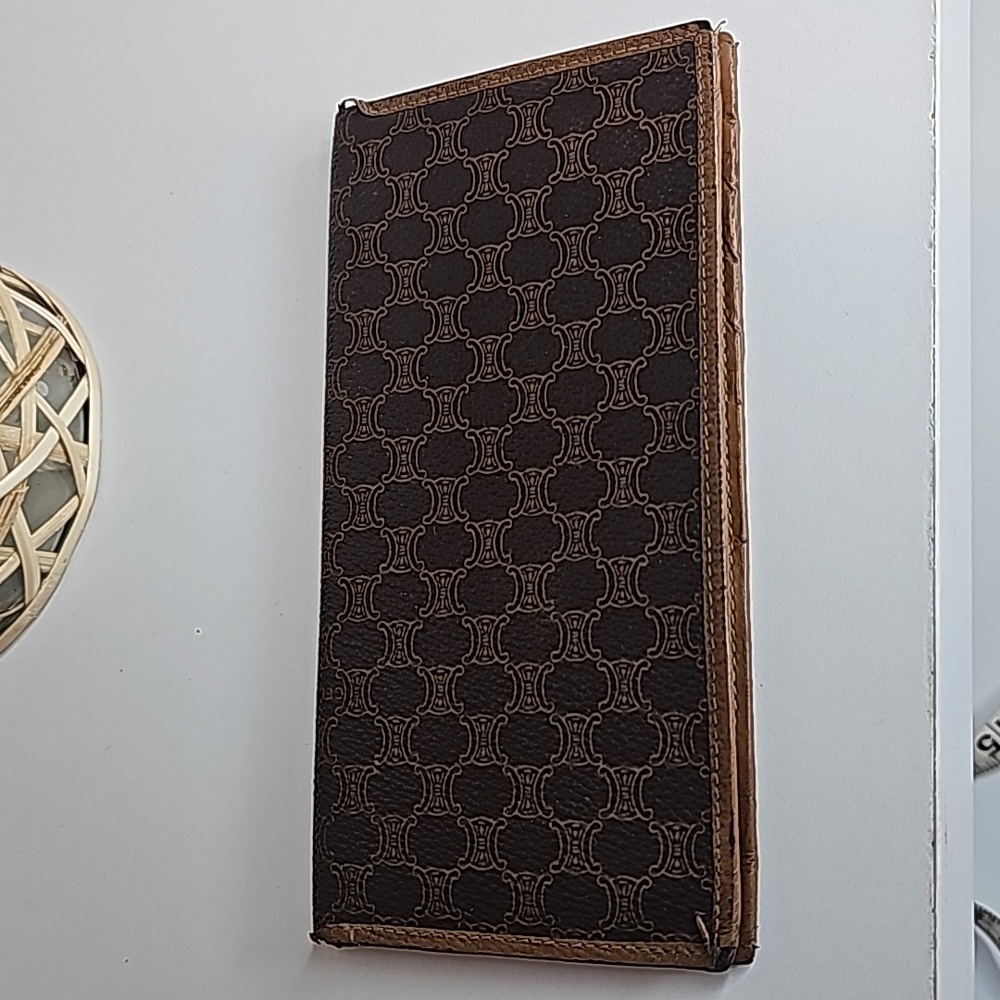 Celine Macadam Long Bifold Wallet Vintage Brown and tan
